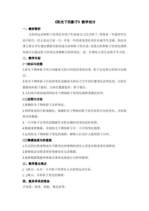 《阳光下的影子》名师教案