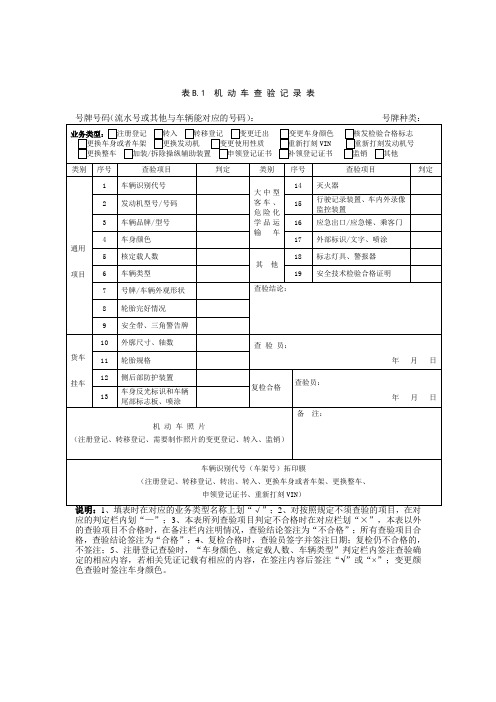 机动车查验记录表