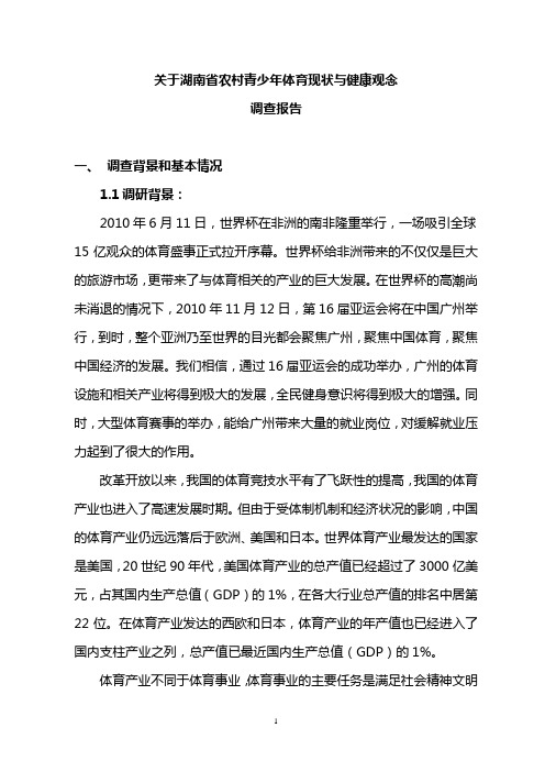 关于湖南省农村青少年体育现状与健康观念调查