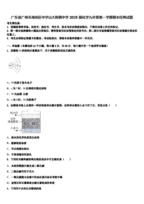 广东省广州市海珠区中学山大附属中学2025届化学九年级第一学期期末经典试题含解析