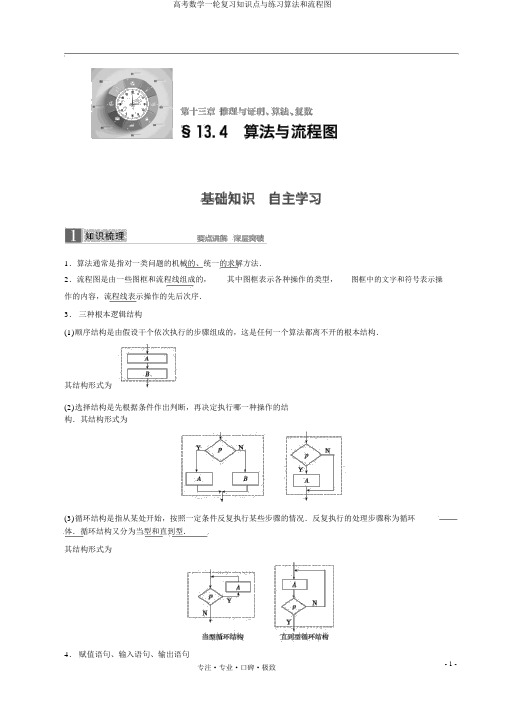 高考数学一轮复习知识点与练习算法和流程图