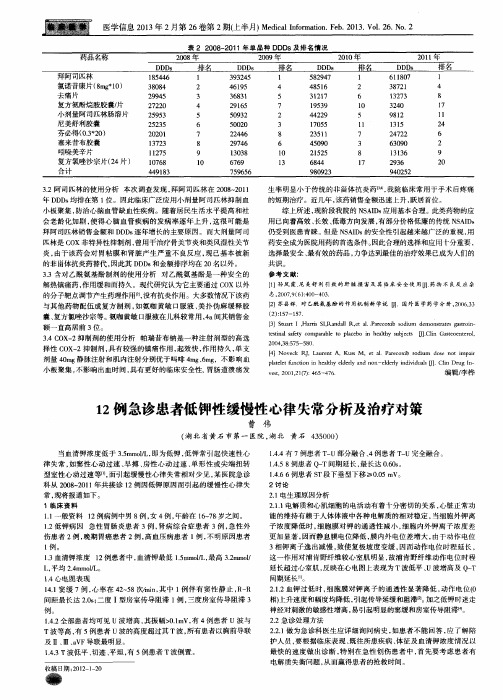 12例急诊患者低钾性缓慢性心律失常分析及治疗对策