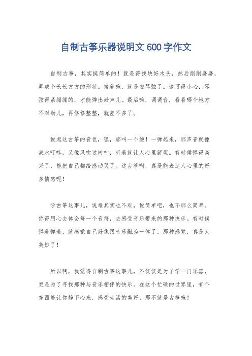 自制古筝乐器说明文600字作文