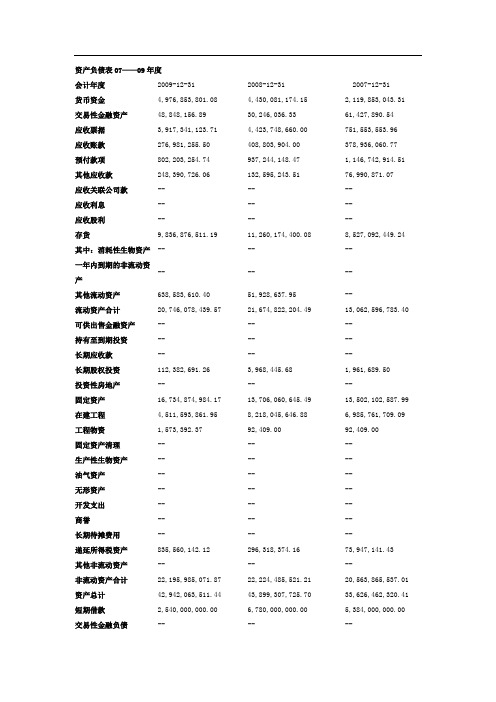 财务报表07—09 新