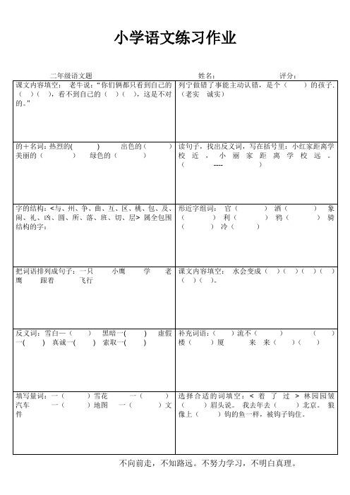 小学二年级语文期末复习练习作业39