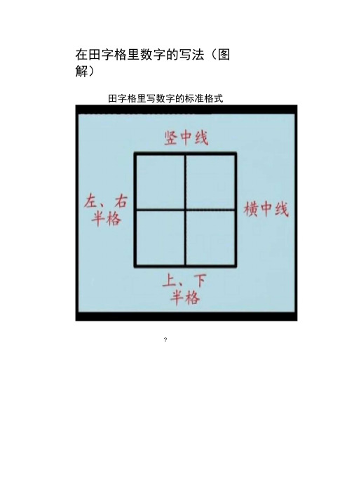 在田字格里数字的写法图解