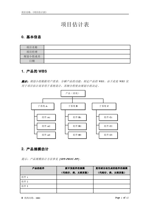 项目规划阶段模板