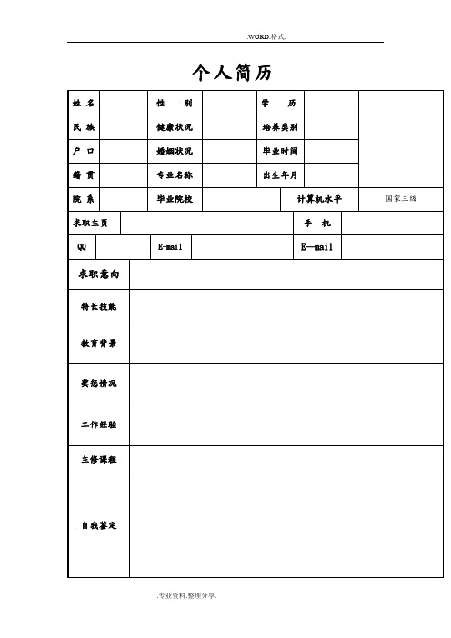 个人简历模板大全[版可编辑]