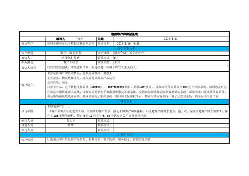 客户拜访记录表