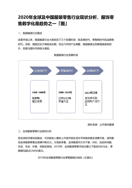 2020年全球及中国服装零售行业现状分析,服饰零售数字化是趋势之一「图」