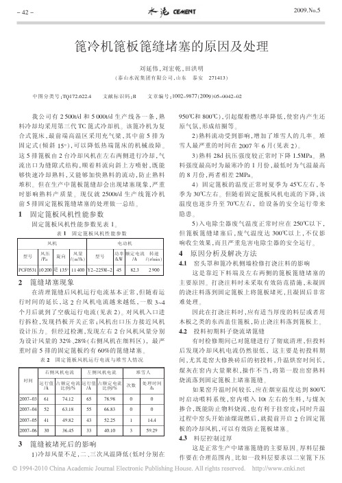 篦冷机篦板篦缝堵塞的原因及处理