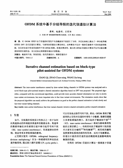 OFDM系统中基于分组导频的迭代信道估计算法