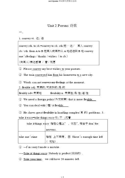 unit2poems单词和句型重点总结