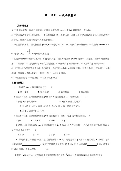 八年级数学上册 第14章 一次函数综合练习(含答案)