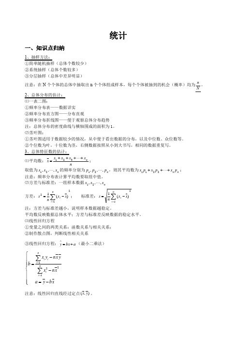 高中数学统计案例分析及知识点归纳总结