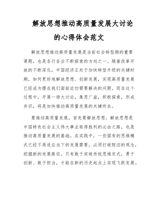 解放思想推动高质量发展大讨论的心得体会范文