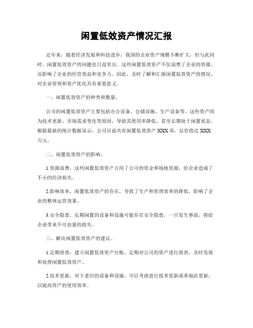 闲置低效资产情况汇报