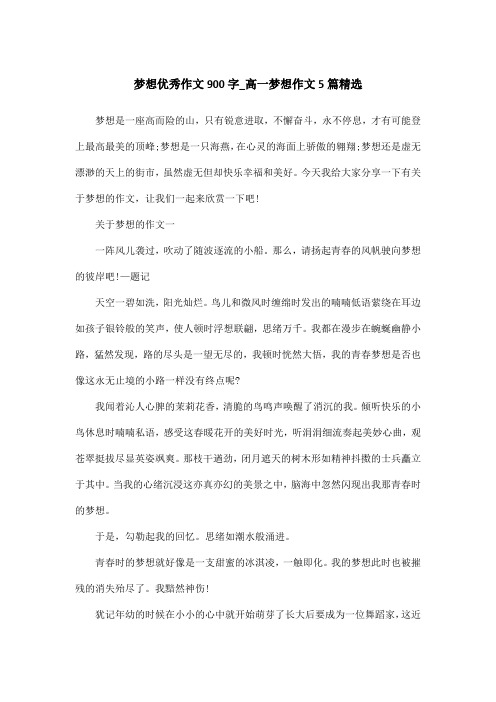 梦想优秀作文900字_高一梦想作文5篇精选