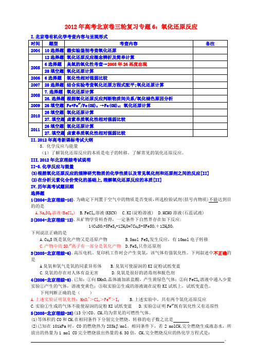 2012年高考化学北京卷三轮复习专题6 氧化还原.doc