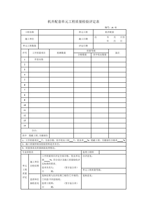 机井配套单元工程质量检验评定表2个