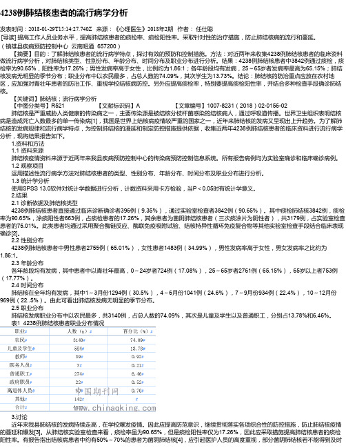 4238例肺结核患者的流行病学分析