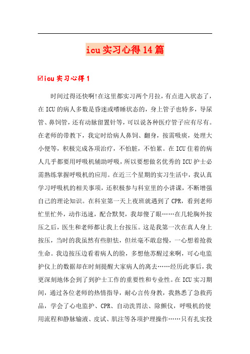 icu实习心得14篇