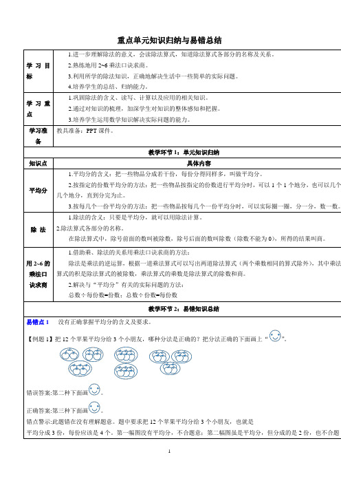 新人教版小学数学二年级下册第二单元重点单元知识归纳与易错总结