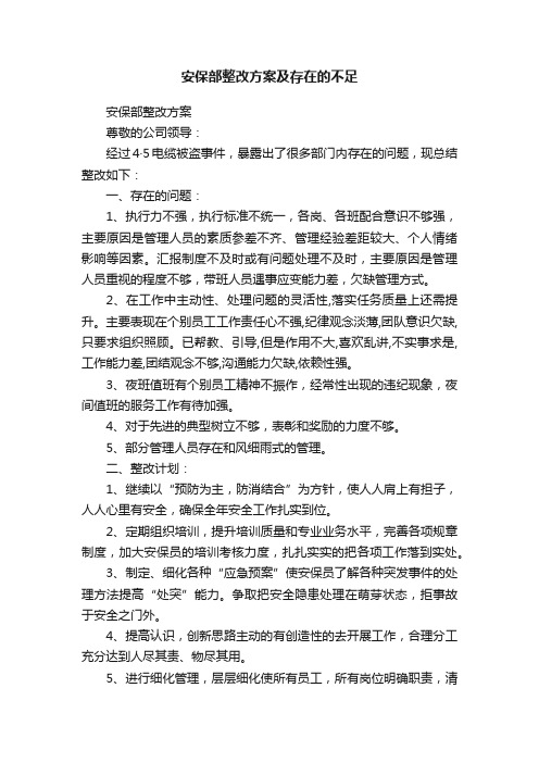 安保部整改方案及存在的不足