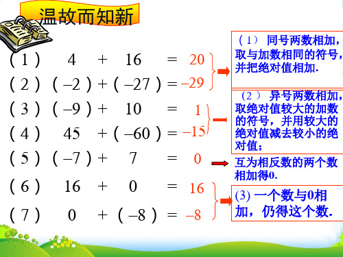 浙教七年级数学上册《有理数的减法(1)》课件