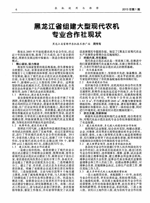 黑龙江省组建大型现代农机专业合作社现状