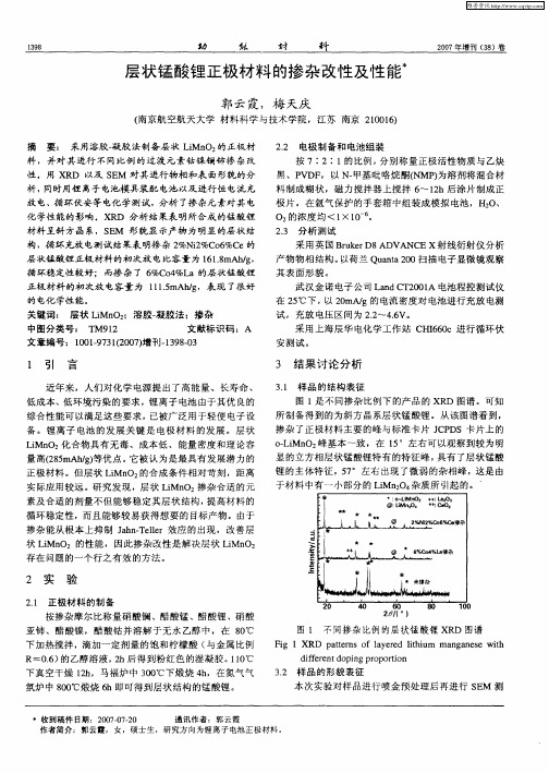 层状锰酸锂正极材料的掺杂改性及性能