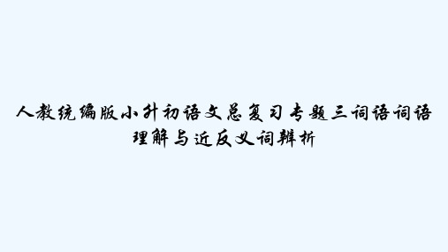 人教统编版小升初语文总复习专题三词语词语理解与近反义词辨析 PPT