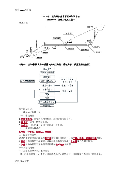 最新二建公路实务案例章节重点专题