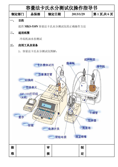 容量法卡氏水分测试仪操作指导书