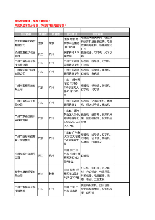 新版全国幻灯机工商企业公司商家名录名单联系方式大全19家