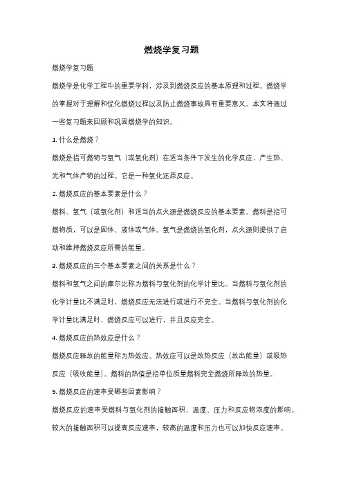 燃烧学复习题