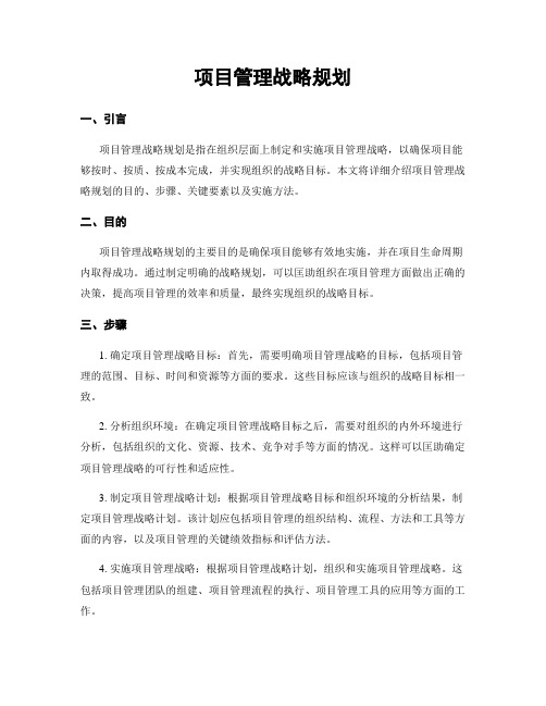 项目管理战略规划