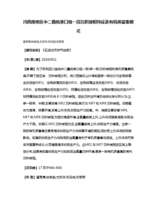 川西南地区中二叠统茅口组一段沉积微相特征及有机质富集模式