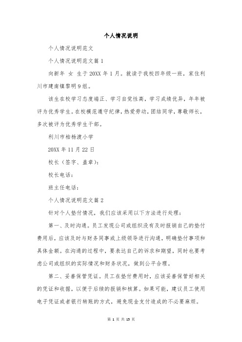 个人情况说明