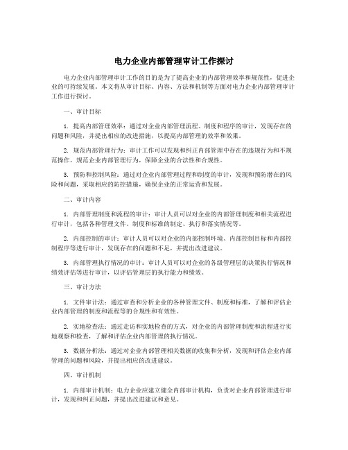 电力企业内部管理审计工作探讨