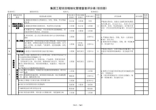 集团工程项目精细化管理督查评分表(项目部)