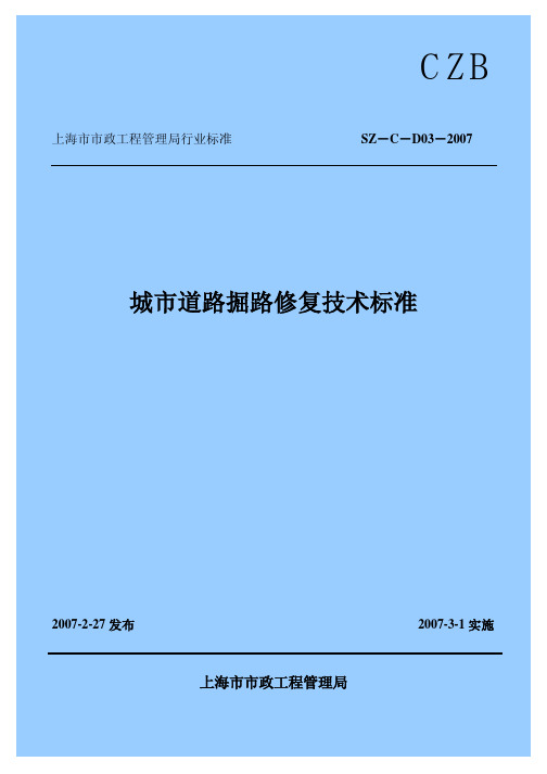 城市道路掘路修复技术标准