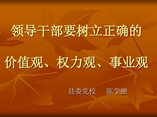 领导干部要树立正确的价值观、权力观、事业观