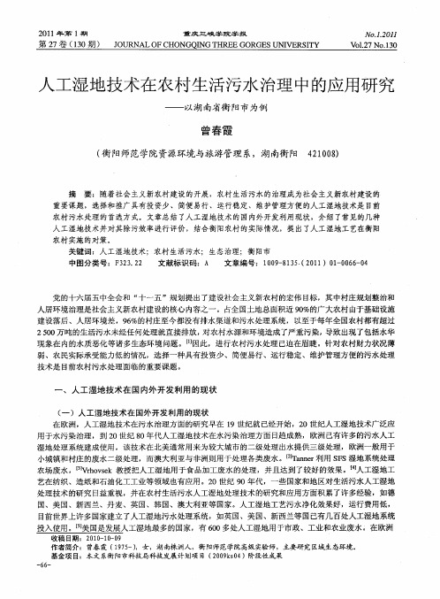 人工湿地技术在农村生活污水治理中的应用研究——以湖南省衡阳市为例