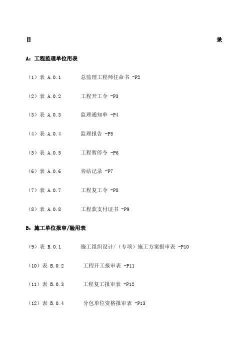 T新建设工程监理规范表格全部