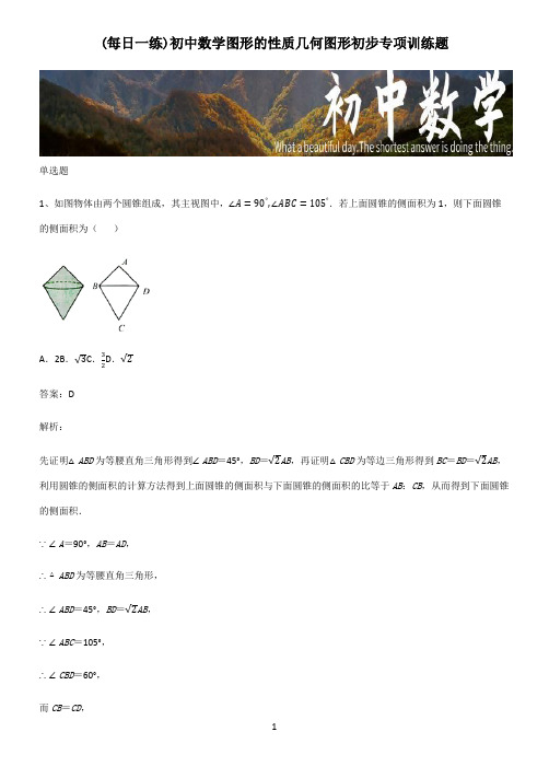 初中数学图形的性质几何图形初步专项训练题