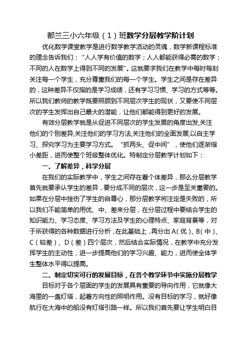 六(1)班数学分层教学计划