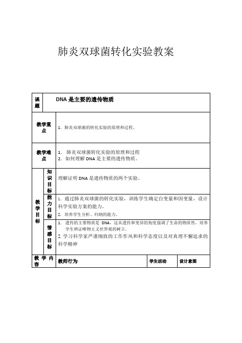 肺炎双球菌转化实验教案