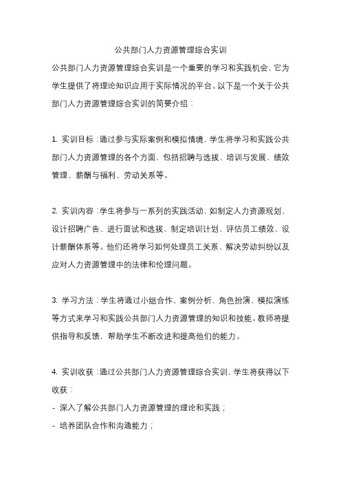 公共部门人力资源管理综合实训