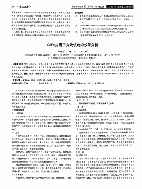 CSEA应用于分娩镇痛的效果分析